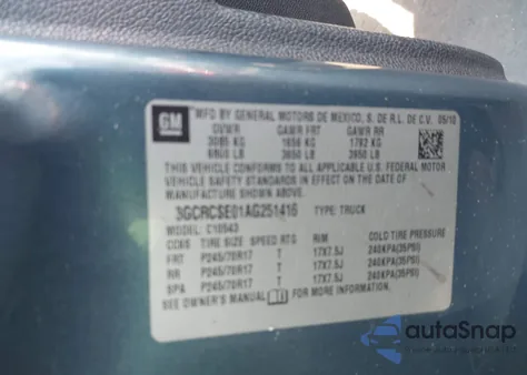 2010 Chevrolet Silverado 1500 Lt from USA, damaged, VIN 3GCRCSE01AG251416